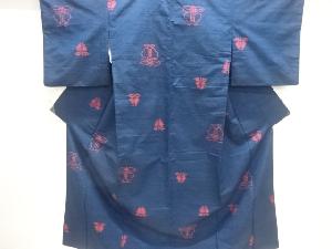 遠州椿模様織出し手織り紬着物